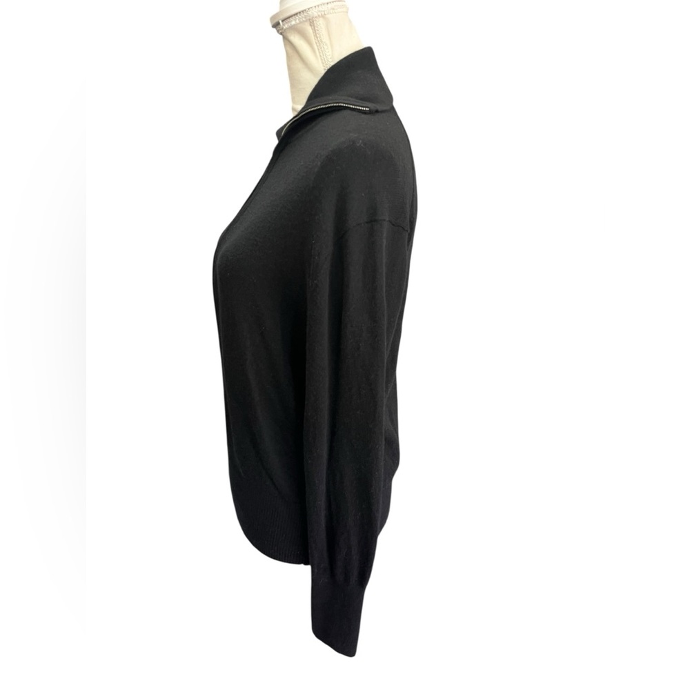 Everlane Yak Wool Blend Half Zip Mock Neck Sweater Black Large Quiet Luxury - Picture 8 of 12